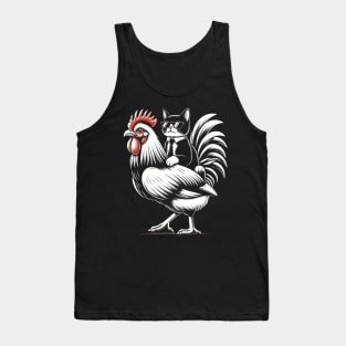 Tuxedo Cat on a Chicken Tank Top